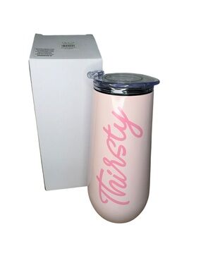 Pink "Thirsty" Insulated Tumbler with Clear Lid
